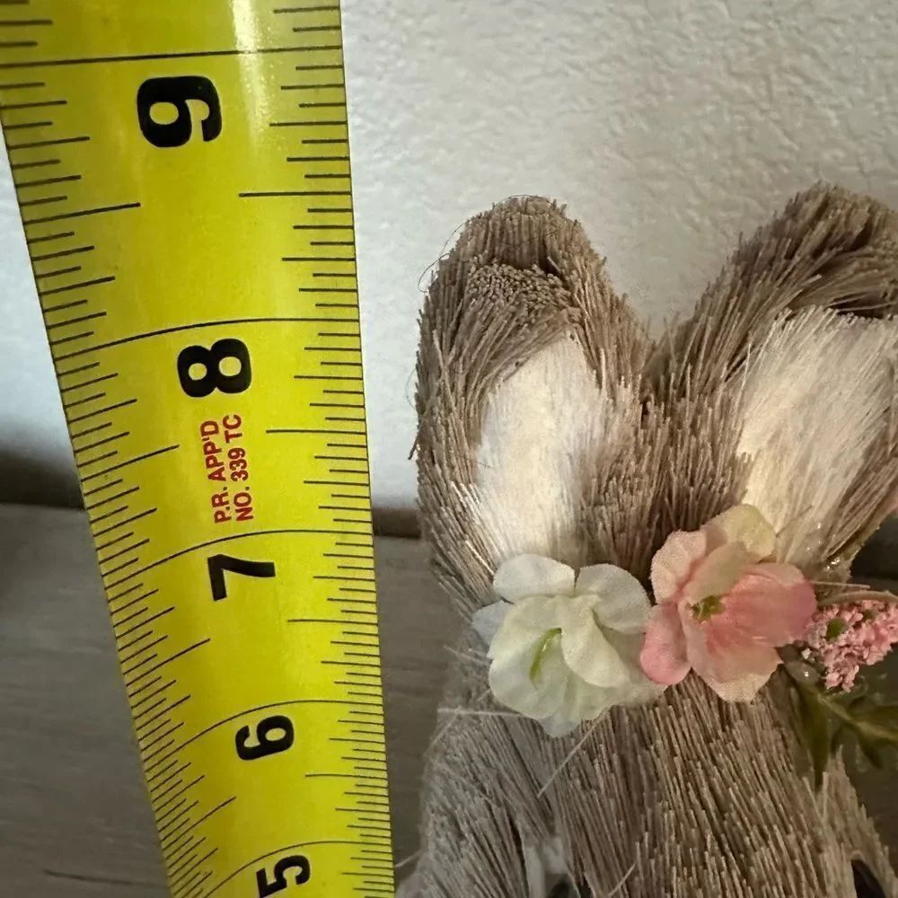 Easter Bunny Rabbit Spring Straw Decor Figurine - Picture 3 of 5